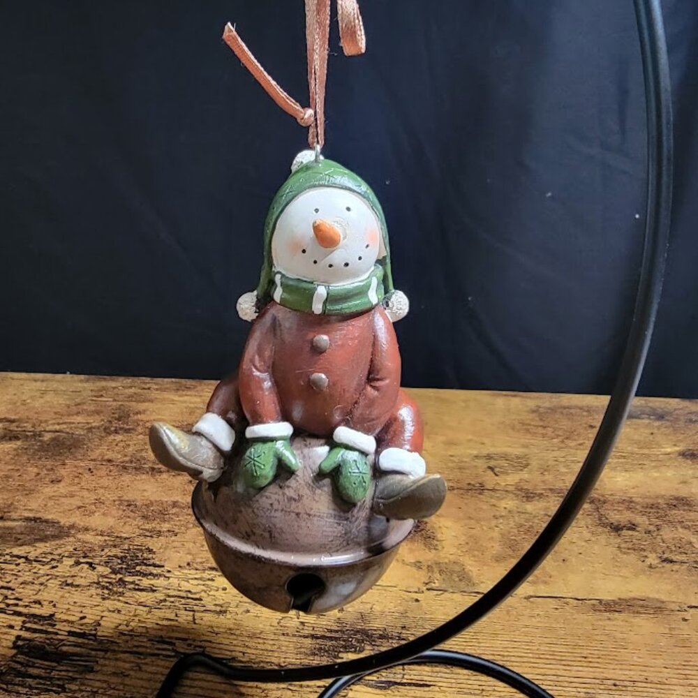 Metal Holiday bell Snowman to hang on tree
